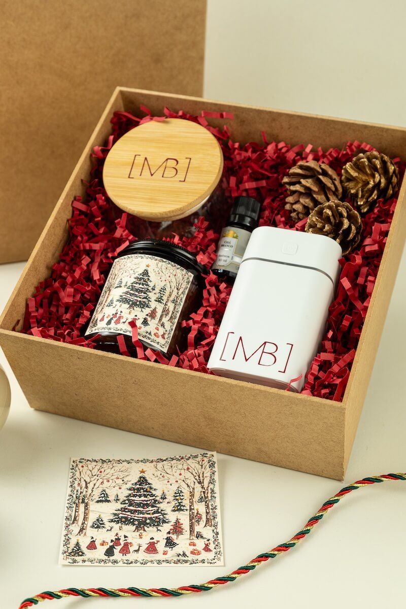 MBN021 - Caixa Bem-Estar Natalina com Difusor e Vela - Presente de Natal