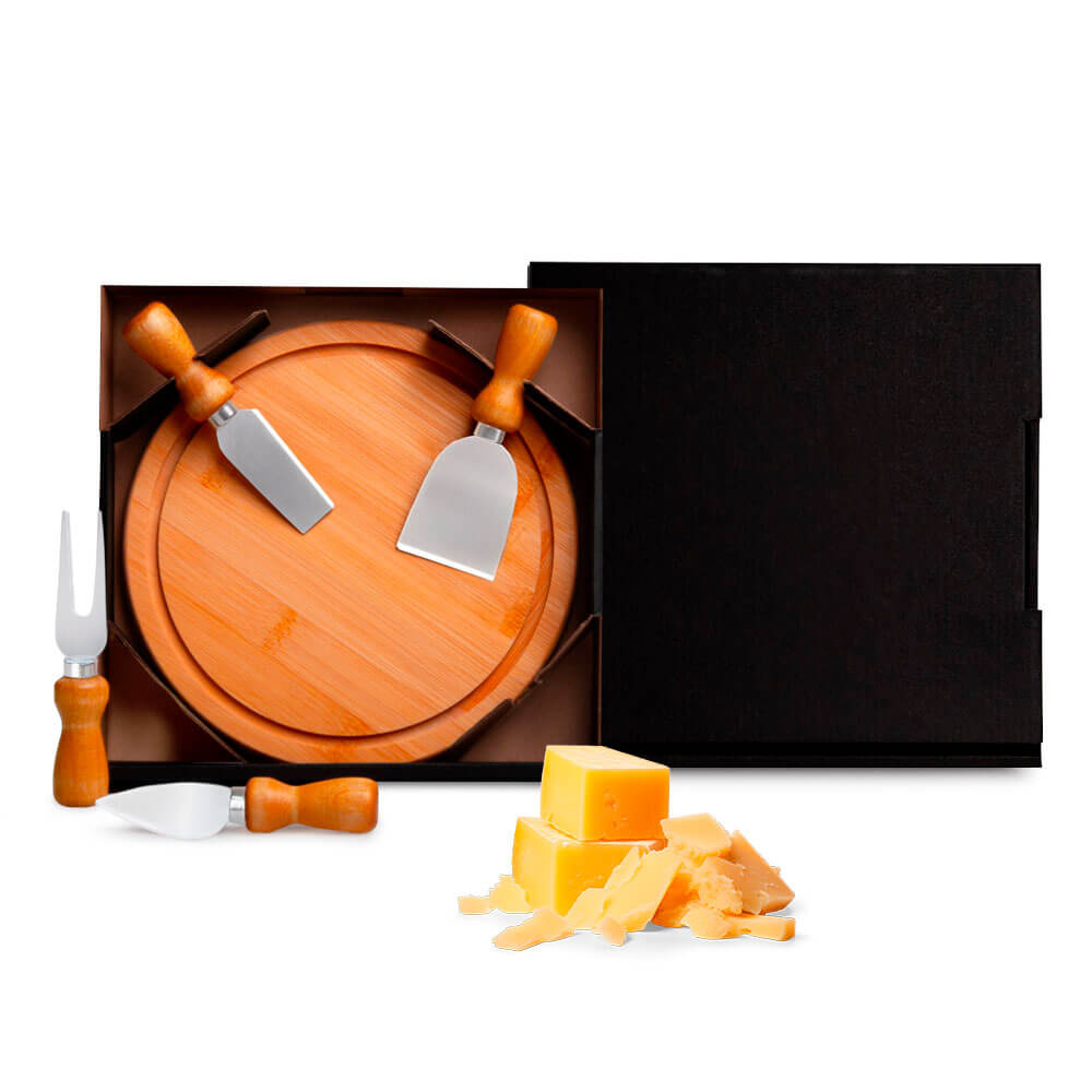 Conj. Para Queijo Em Bambu / Madeira / Inox - 5 Pçs