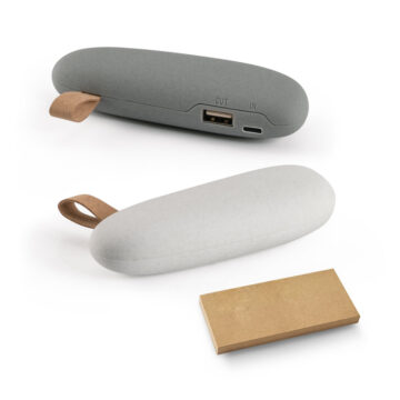 Bateria portátil em ABS e bateria de lítio com capacidade de 2'000 mAh