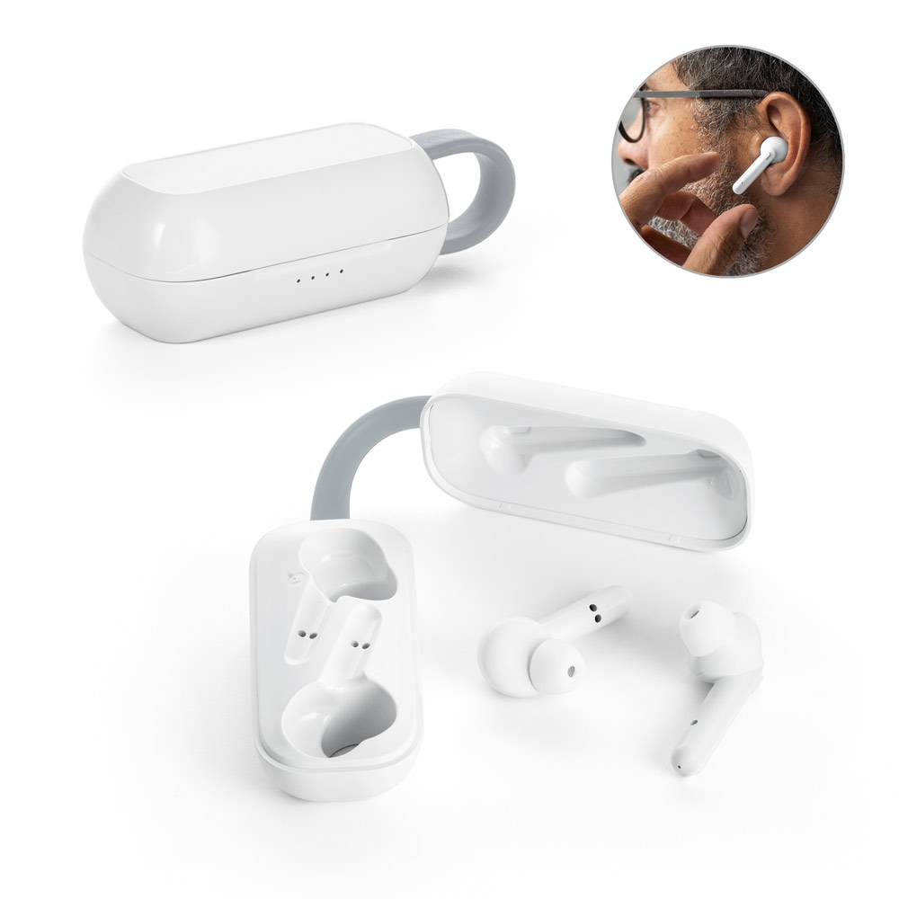 Fones de ouvido wireless em ABS e autonomia de 3h