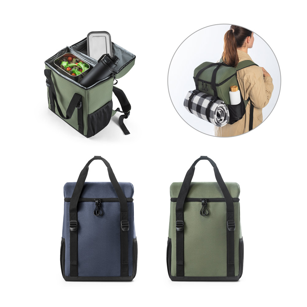 Cooler. Mochila térmica almofadada em 600D ripstop em poliéster reciclado com interior forrado em PEVA 16 L