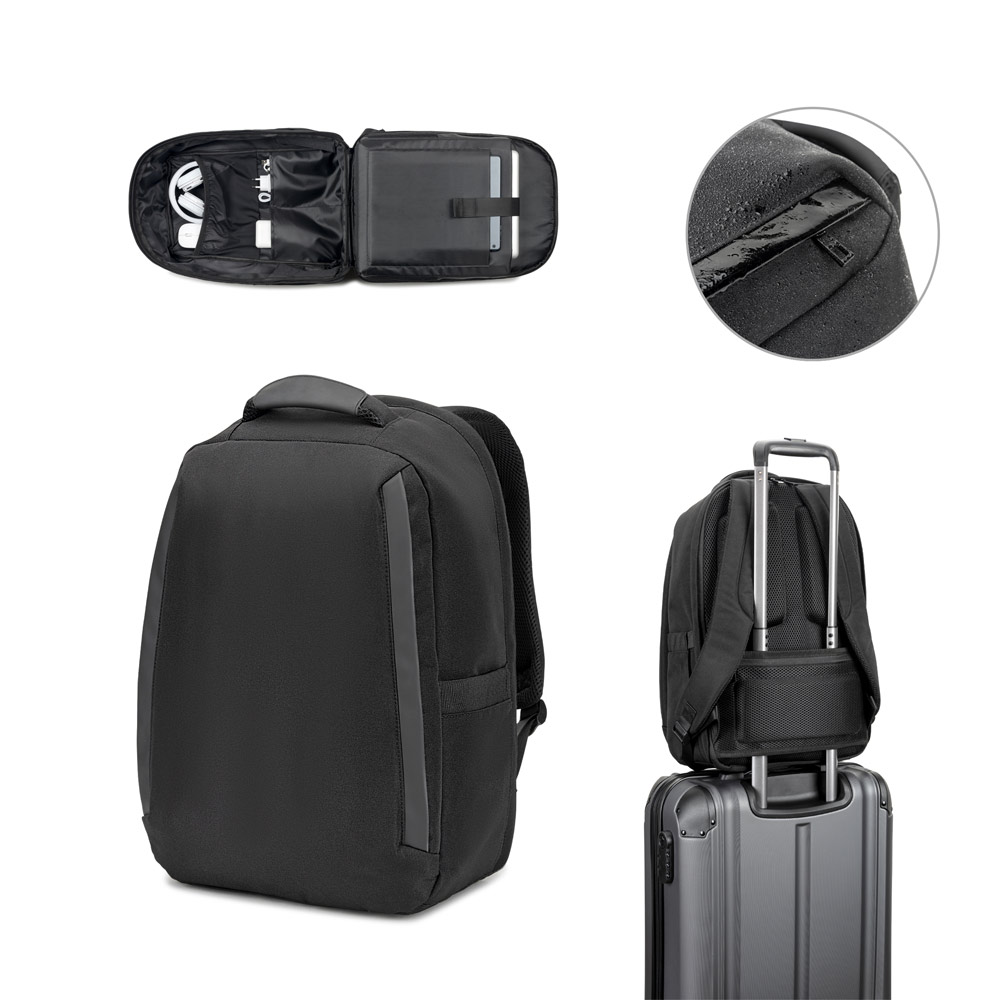 Mochila antirroubo, em poliéster reciclado 600D twill, resistente à água, e bolso para notebook 17'3" 20 L