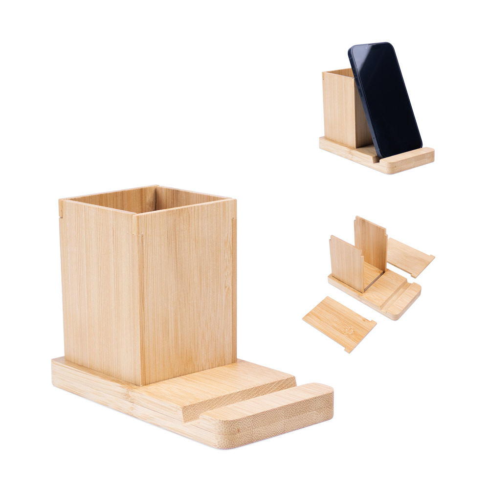 Conjunto de secretária com suporte para celular e copo