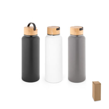 Garrafa em aço inox 90% reciclado de parede dupla térmica, isolada a vácuo com revestimento em pó 1200 mL
