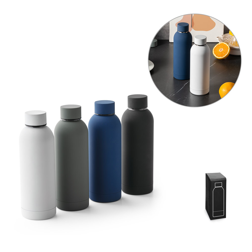 Garrafa em aço inox 36% reciclado de parede dupla térmica, isolada a vácuo 550 mL