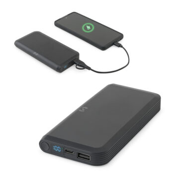 Bateria portátil em ABS 100% reciclado com carregador por indução (wireless) super-rápido 15W e capacidade de 10'000 mAh
