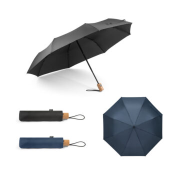 Guarda-chuva em 100% poliéster reciclado pongee 190T com abertura e fecho automático